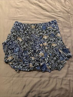 FREE PEOPLE Floral Ruffle Hem Women's Shorts - Blue